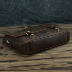 Vintage Brown Leather Mens 15 inches Laptop Work Bag Handbag Briefcase Shoulder Bags Business Bags For Men - imessengerbags