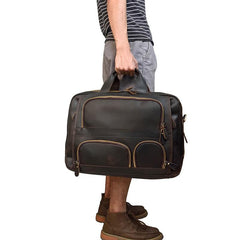 Brown Leather Mens 16 inches Laptop Work Bag Handbag Briefcase Shoulder Bags Business Bags For Men