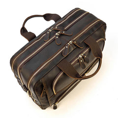 Brown Leather Mens 16 inches Laptop Work Bag Handbag Briefcase Shoulder Bags Business Bags For Men