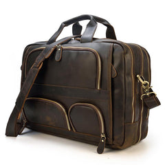 Brown Leather Mens 16 inches Laptop Work Bag Handbag Briefcase Shoulder Bags Business Bags For Men