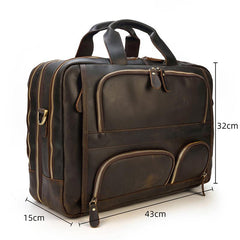 Brown Leather Mens 16 inches Laptop Work Bag Handbag Briefcase Shoulder Bags Business Bags For Men