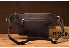 Brown Leather Mens Fanny Pack Waist Bag Hip Pack Belt Bags Bumbag for Men
