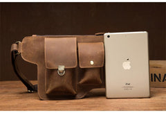 Brown Leather Mens Fanny Pack Waist Bag Hip Pack Belt Bags Bumbag for Men - imessengerbags