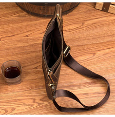 Cool Brown Leather Mens Sling Bag Crossbody Pack Messenger Bag Chest Bag for men - imessengerbags