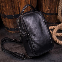 Vintage Brown Leather Mens Crossbody Pack Sling Bag Sling Pack Casual Chest Bags One Shoulder Backpack for Men - imessengerbags
