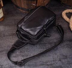 Vintage Brown Leather Mens Crossbody Pack Sling Bag Sling Pack Casual Chest Bags One Shoulder Backpack for Men - imessengerbags