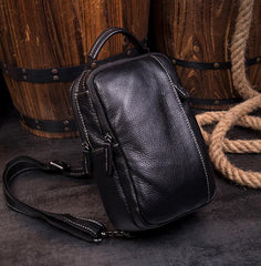 Vintage Brown Leather Mens Crossbody Pack Sling Bag Sling Pack Casual Chest Bags One Shoulder Backpack for Men - imessengerbags