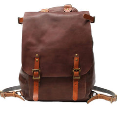 Dark Brown Leather Mens Backpack Travel Backpacks Laptop Backpack for men