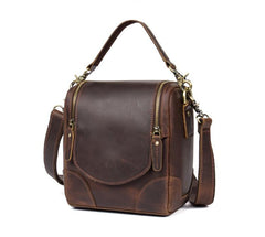 Dark Brown Leather Mens Small SLR Camera Bag Shoulder Bag Messenger Bag For Men - imessengerbags