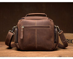 Vintage Dark Brown Leather Mens Camera Shoulder Bag Small Messenger Bag Courier Bag for Men - imessengerbags