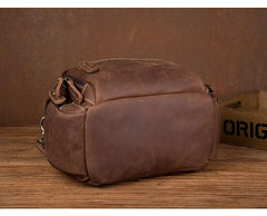Vintage Dark Brown Leather Mens Camera Shoulder Bag Small Messenger Bag Courier Bag for Men - imessengerbags
