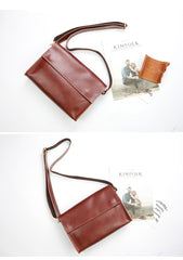 Dark Coffee Leather Mens Casual Small Courier Bag Messenger Bags Amber Postman Bag For Men