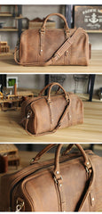 Dark Brown Leather Mens Casual Large Travel Bag 16