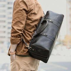 Dark Brown Leather Mens Casual Large Travel Bag 16