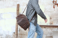 Dark Brown Leather Mens Casual Large Travel Bag 16