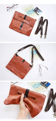 Dark Coffee  Leather Mens Casual Small Side Bags Messenger Bags Brown Postman Bag For Men - imessengerbags