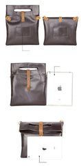 Dark Coffee  Leather Mens Casual Small Side Bags Messenger Bags Brown Postman Bag For Men - imessengerbags