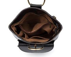 Black Leather Mens Cool Bucket Small Sling Bags Backpack Crossbody Pack Chest Bag for Men - imessengerbags