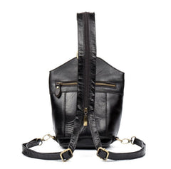 Black Leather Mens Cool Bucket Small Sling Bags Backpack Crossbody Pack Chest Bag for Men - imessengerbags