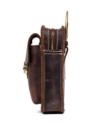 Dark Brown Leather Mens Cool Brown Waist Bag Phone Bag Belt Pouch Belt Bag For Men - imessengerbags
