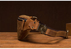 Vintage Brown Mens Leather Mens Fanny Pack Brown Waist Bag Hip Pack Belt Bag Bum bag for Men - imessengerbags