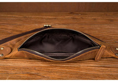 Vintage Brown Mens Leather Mens Fanny Pack Brown Waist Bag Hip Pack Belt Bag Bum bag for Men - imessengerbags