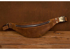 Vintage Brown Mens Leather Mens Fanny Pack Brown Waist Bag Hip Pack Belt Bag Bum bag for Men - imessengerbags