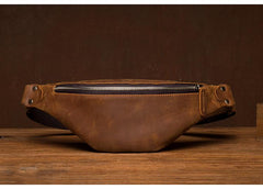 Vintage Brown Mens Leather Mens Fanny Pack Brown Waist Bag Hip Pack Belt Bag Bum bag for Men - imessengerbags