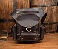 Cool Brown Leather Mens Fanny Pack Khaki Waist Bags Belt Tool Bag Hip Pack Belt Bag Bumbag for Men