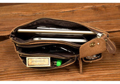Vintage Brown Leather Mens Fanny Pack Waist Bag Coffee Hip Pack Belt Bag Bumbag for Men - imessengerbags