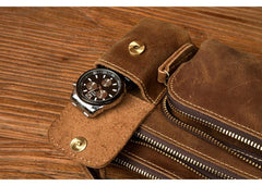 Vintage Brown Leather Mens Fanny Pack Waist Bag Coffee Hip Pack Belt Bag Bumbag for Men - imessengerbags