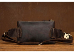 Vintage Brown Leather Mens Fanny Pack Waist Bag Coffee Hip Pack Belt Bag Bumbag for Men - imessengerbags