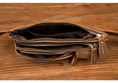 Vintage Brown Leather Mens Fanny Pack Waist Bag Coffee Hip Pack Belt Bag Bumbag for Men - imessengerbags