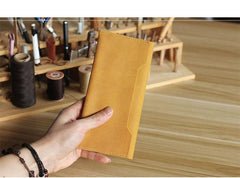 Vintage Brown Leather Mens Long Wallet Bifold Long Wallet Brown Phone Clutch Wallet For Men - imessengerbags