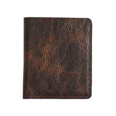 Dark Brown Leather Mens Small Wallets Bifold Vintage billfold Wallet Front Pocket Wallet for Men - imessengerbags