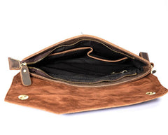 Dark Brown Vintage Leather Wristlet Bag Mens Tablet Bag Handy File Bag Clutch Bag For Men - imessengerbags