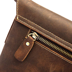 Dark Brown Vintage Leather Wristlet Bag Mens Tablet Bag Handy File Bag Clutch Bag For Men - imessengerbags