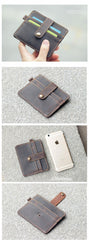 Vintage Brown Slim Leather Mens Card Wallets Small Card Holder Front Pocket Wallet For Men
