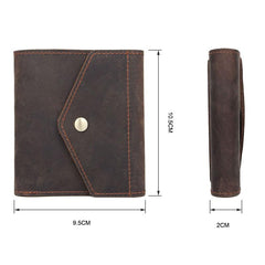 Dark Brown Small MENS LEATHER Bifold Wallet Card Brown billfold Wallet FOR MEN - imessengerbags