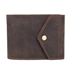 Dark Brown Small MENS LEATHER Bifold Wallet Card Brown billfold Wallet FOR MEN - imessengerbags