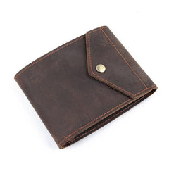 Dark Brown Small MENS LEATHER Bifold Wallet Card Brown billfold Wallet FOR MEN - imessengerbags