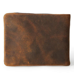 Dark Brown Small MENS LEATHER Brown Trifold Wallet SLIM billfold Brown Wallet FOR MEN - imessengerbags