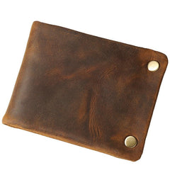 Dark Brown Small MENS LEATHER Brown Trifold Wallet SLIM billfold Brown Wallet FOR MEN - imessengerbags