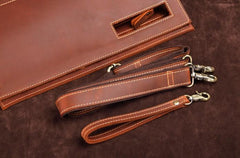 Dark Brown and Brown MENS LEATHER SLIM CLUTCH ENVELOPE BAG CLUTCH BAG FOR MEN