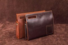 Dark Brown and Brown MENS LEATHER SLIM CLUTCH ENVELOPE BAG CLUTCH BAG FOR MEN