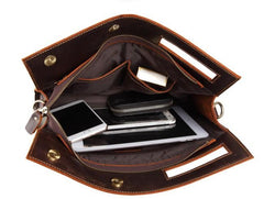 Dark Brown and Brown MENS LEATHER SLIM CLUTCH ENVELOPE BAG CLUTCH BAG FOR MEN