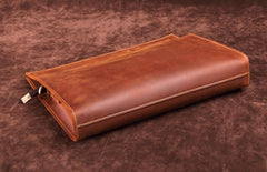 Dark Brown and Brown MENS LEATHER SLIM CLUTCH ENVELOPE BAG CLUTCH BAG FOR MEN