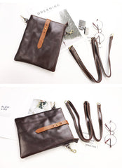 Dark Coffee Leather Mens Small Vertical Courier Bag Messenger Bags Black Small Postman Bag For Men - imessengerbags