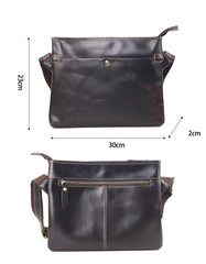 Dark Coffee Leather Mens Casual Small Courier Bag Messenger Bags Brown Postman Bag For Men - imessengerbags