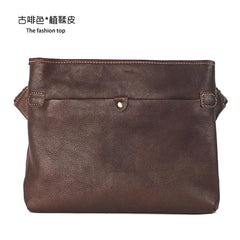 Dark Coffee Leather Mens Casual Small Courier Bag Messenger Bags Brown Postman Bag For Men - imessengerbags